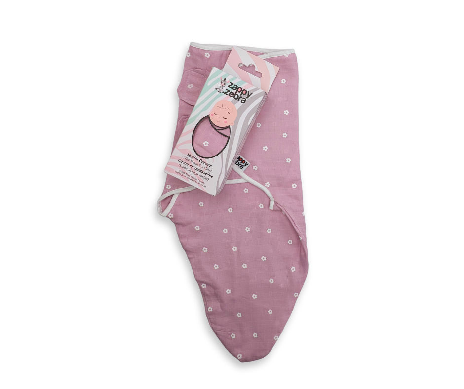 Muslin Cocoon (Quick Swaddle) - Mauve Daisies