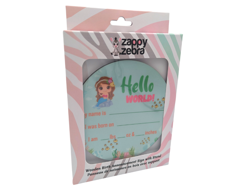 Birth Announcement Sign with Stand - Mermaid