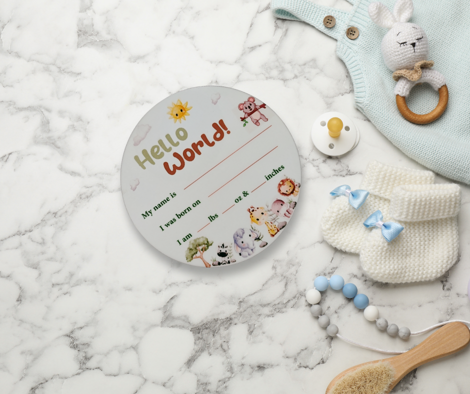 Birth Announcement Sign with Stand - Jungle Safari
