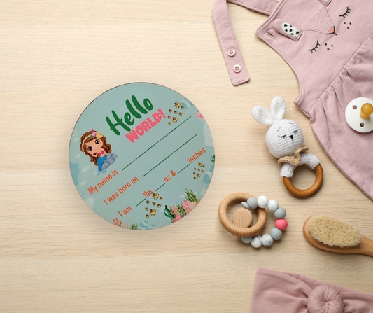 Birth Announcement Sign with Stand - Mermaid