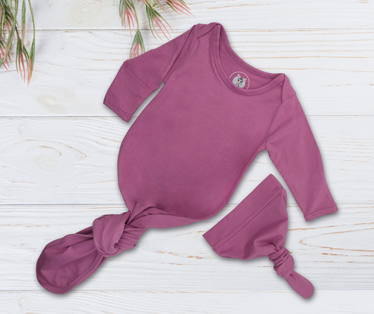 Knotted Gown with Hat - Crocus Pink