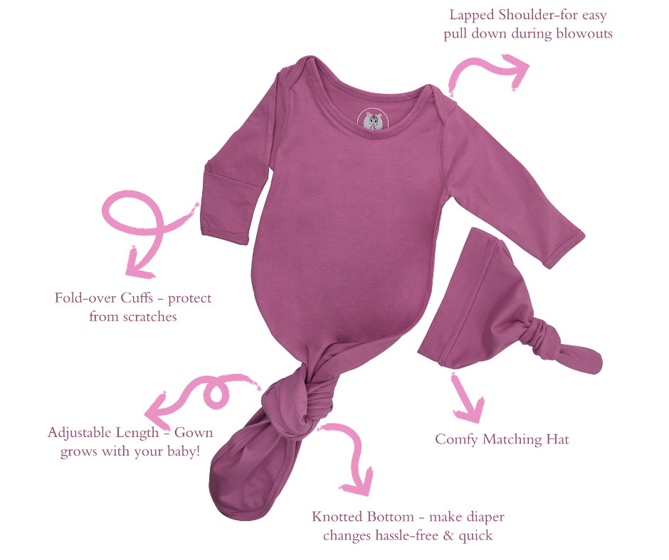 Knotted Gown with Hat - Crocus Pink