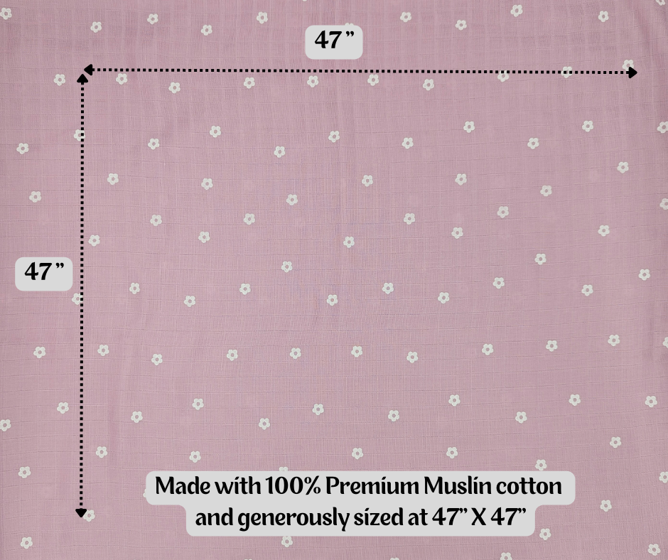 Muslin Swaddle Blanket - Mauve Daisies