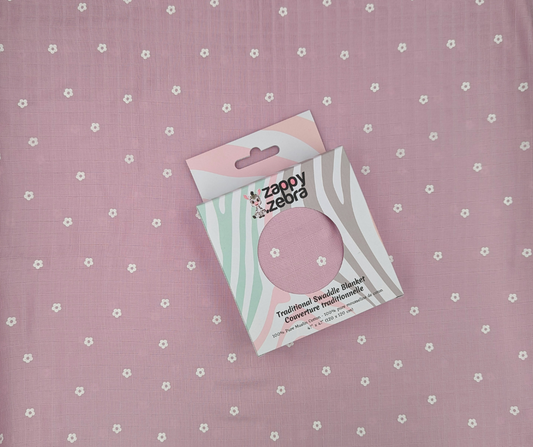 Muslin Swaddle Blanket - Mauve Daisies