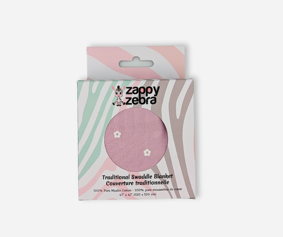 Muslin Swaddle Blanket - Mauve Daisies