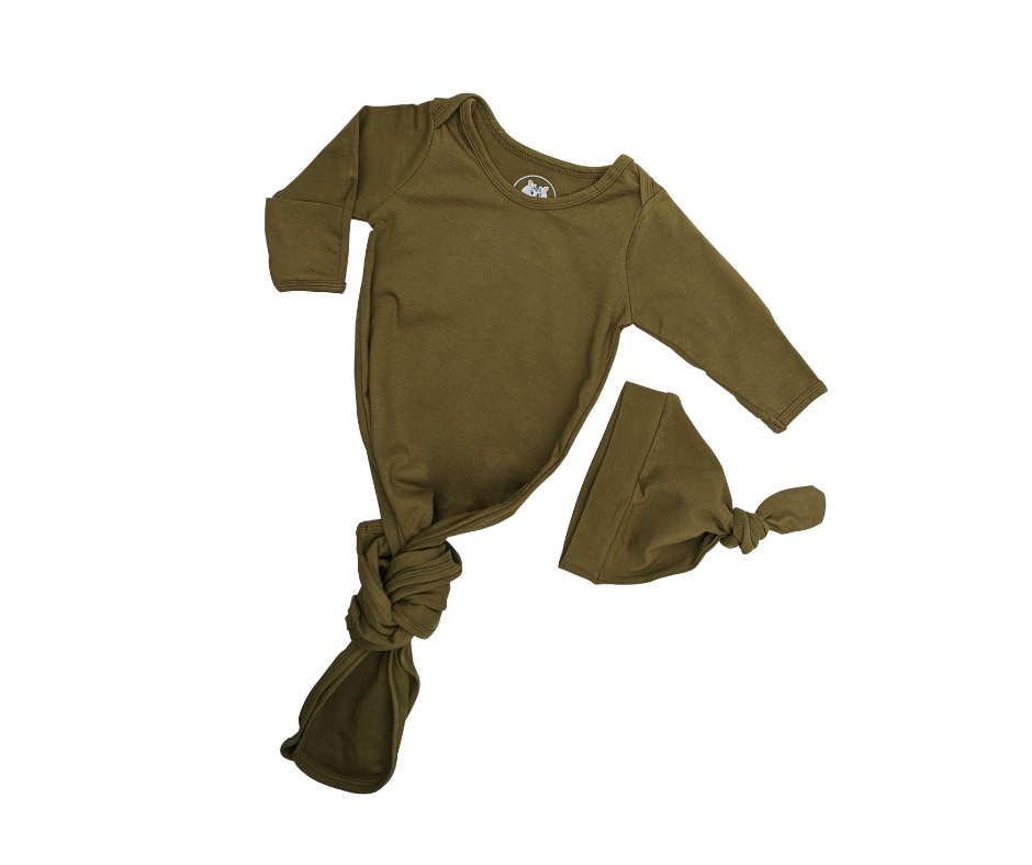 Knotted Gown with Hat - Moss Green