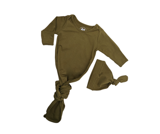 Knotted Gown with Hat - Moss Green