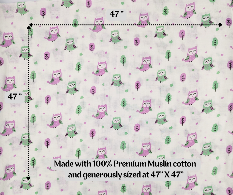 Muslin Swaddle Blanket - Opulent Owl