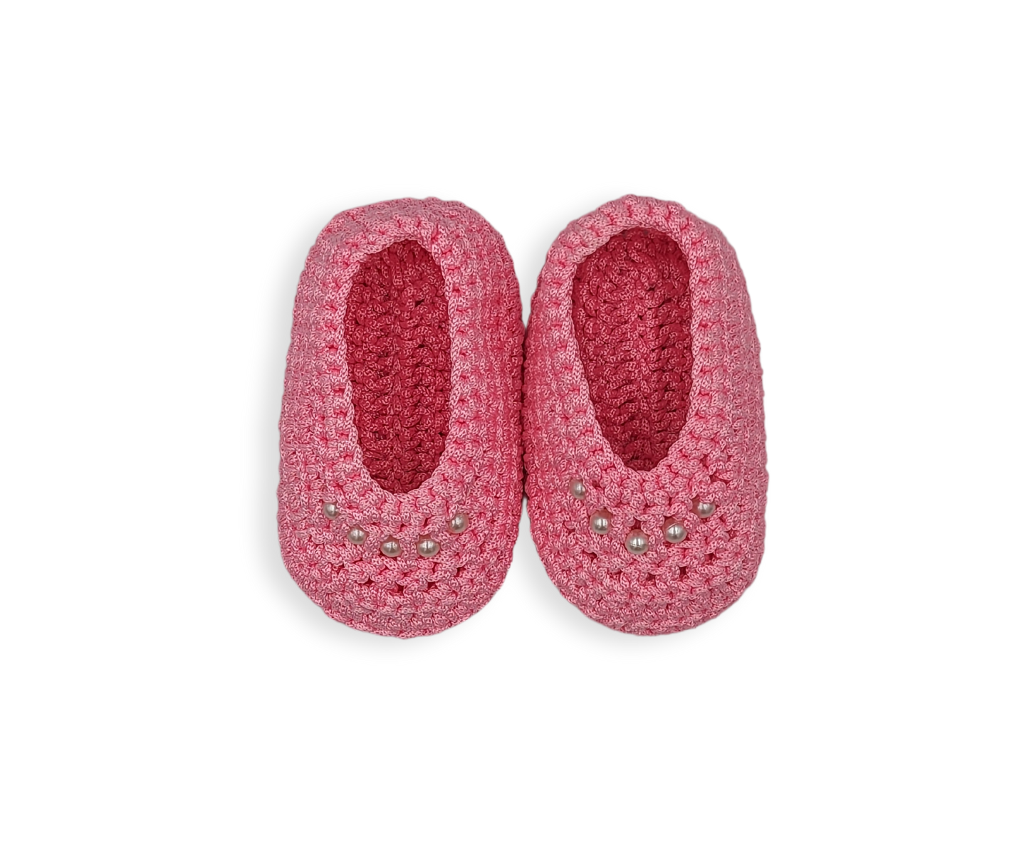 Chaussures au crochet faites à la main - Rose avec perles