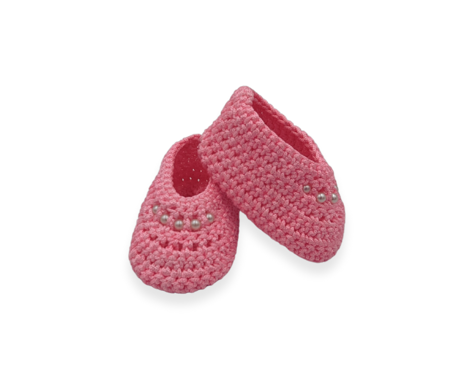 Chaussures au crochet faites à la main - Rose avec perles