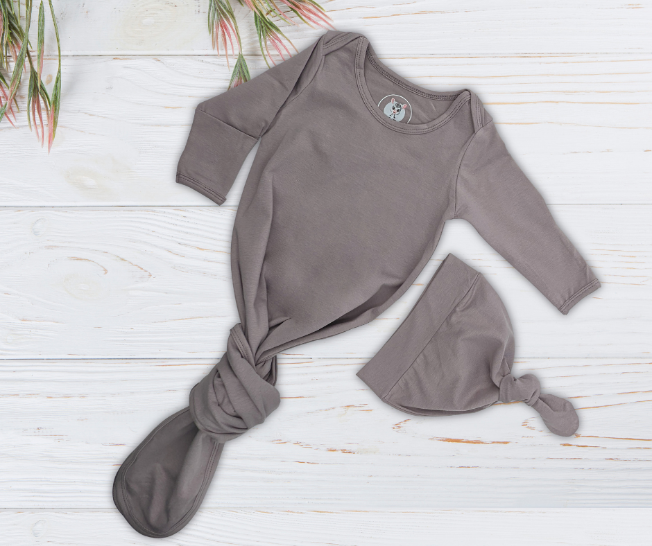 Knotted Gown with Hat - Porpoise Grey