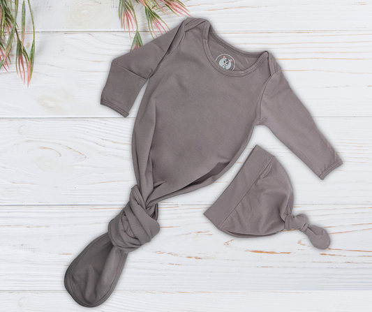 Knotted Gown with Hat - Porpoise Grey