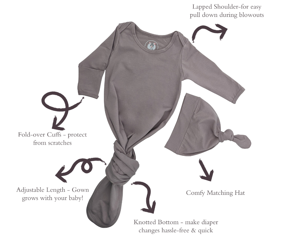 Knotted Gown with Hat - Porpoise Grey