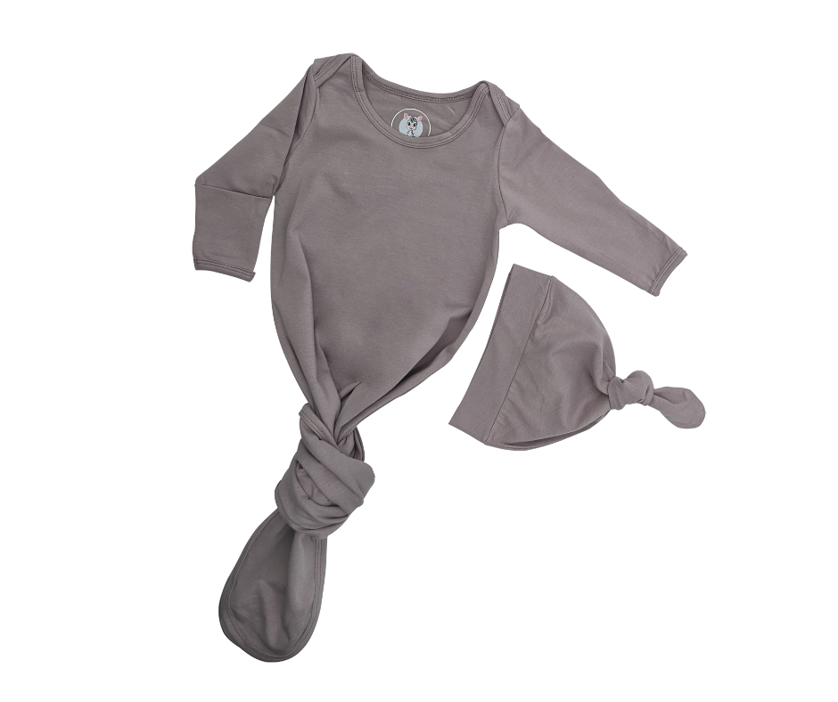 Knotted Gown with Hat - Porpoise Grey