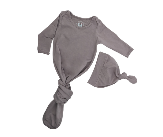 Knotted Gown with Hat - Porpoise Grey