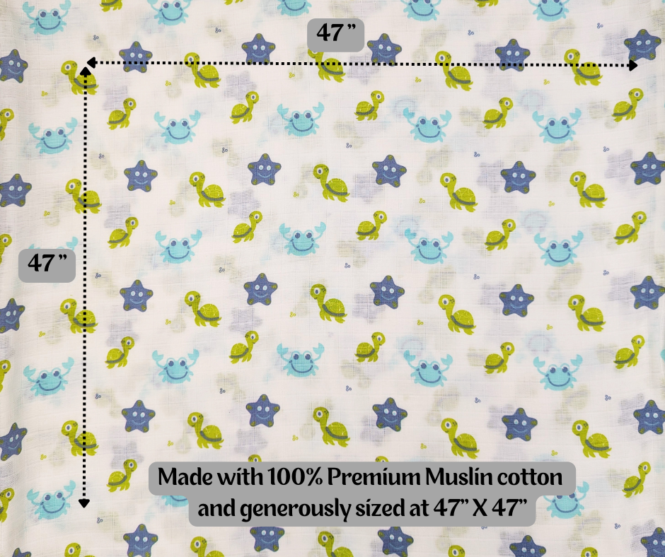 Muslin Swaddle Blanket - Sea Turtles