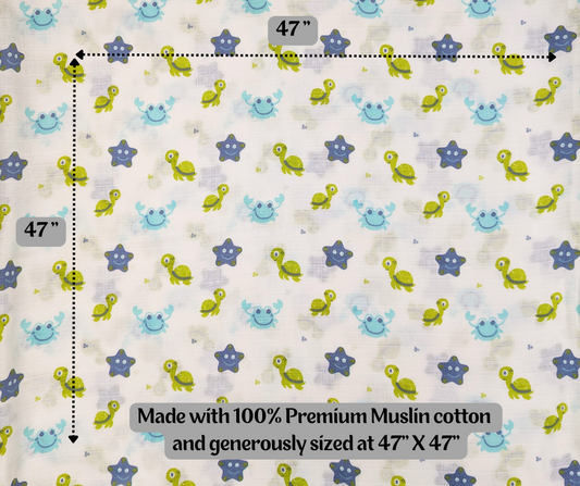 Couverture d'emmaillotage en mousseline - Tortues de mer