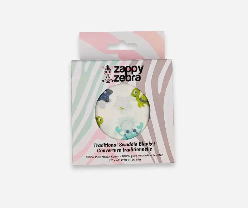 Sea turtles muslin swaddle blanket in pastel packaging, ideal for newborn baby comfort