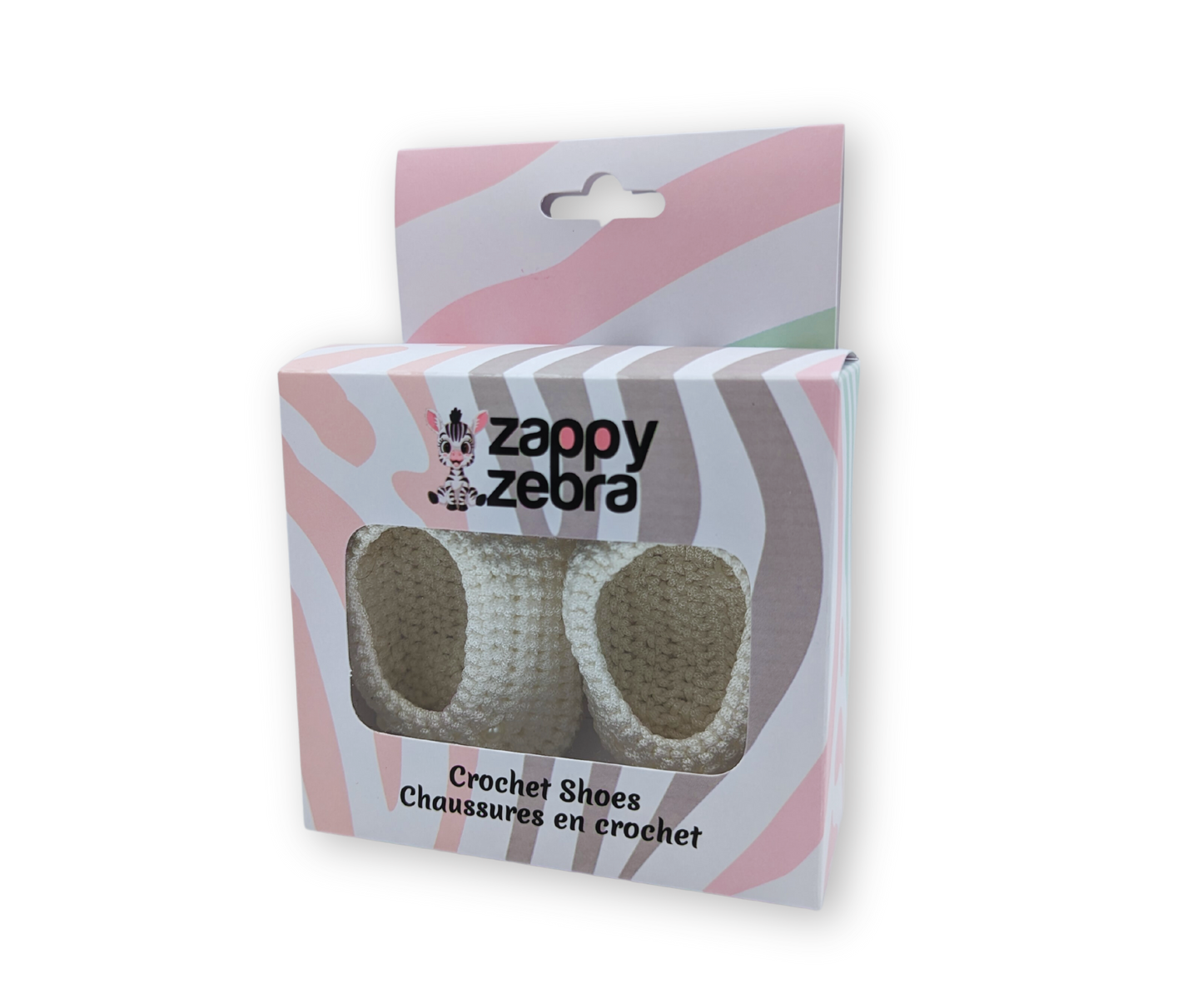 Chaussures au crochet faites à la main - Blanc avec perles