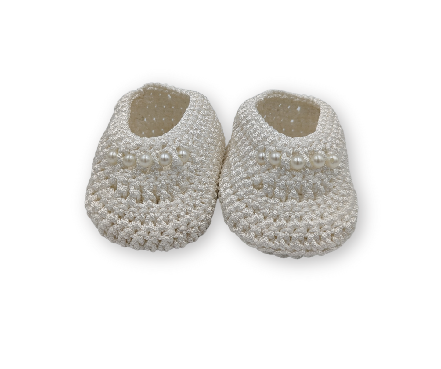 Chaussures au crochet faites à la main - Blanc avec perles