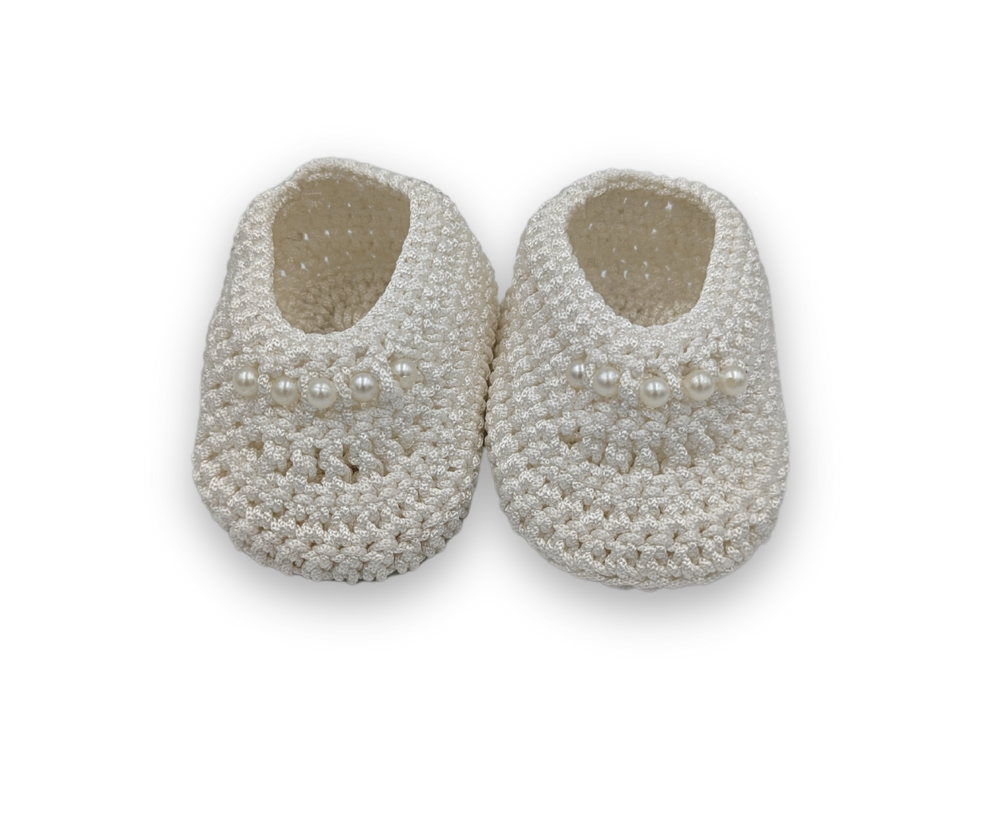 Chaussures au crochet faites à la main - Blanc avec perles