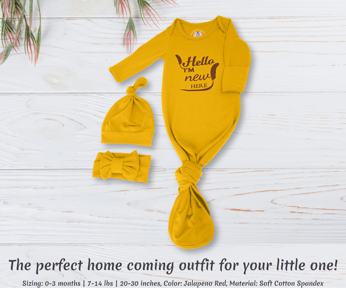 Gift Set (Newborn) - Feather Themed - Yellow
