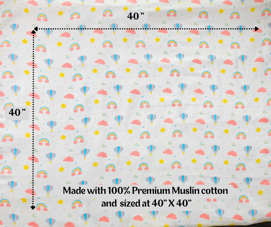 Muslin Swaddle Blanket - Rainbow Rides