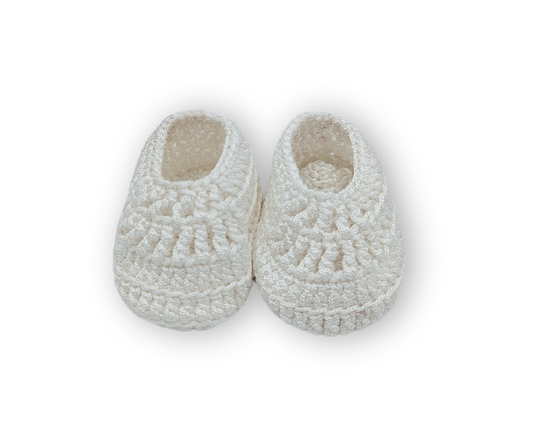 Handmade Crochet Shoes - White without Pearls