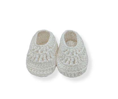 Handmade Crochet Shoes - White without Pearls