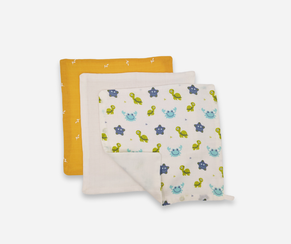 Muslin Wash Cloth (Set of 3) - Yellow